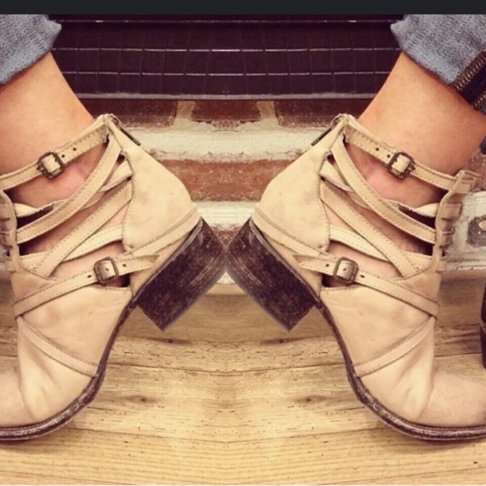 Freebird distressed cutout leather booties